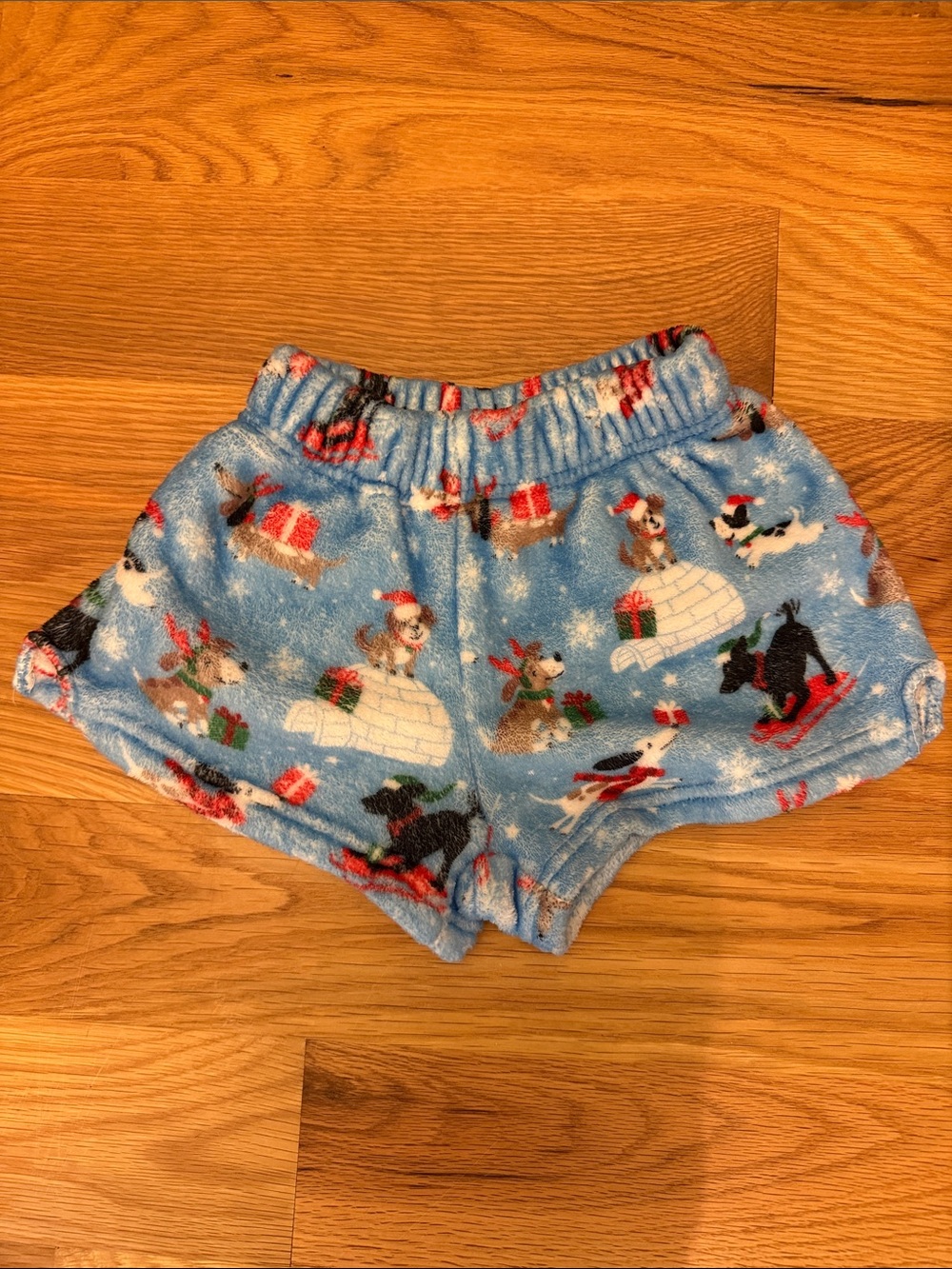 Kids Blue Holiday Fleece Pajama Shorts